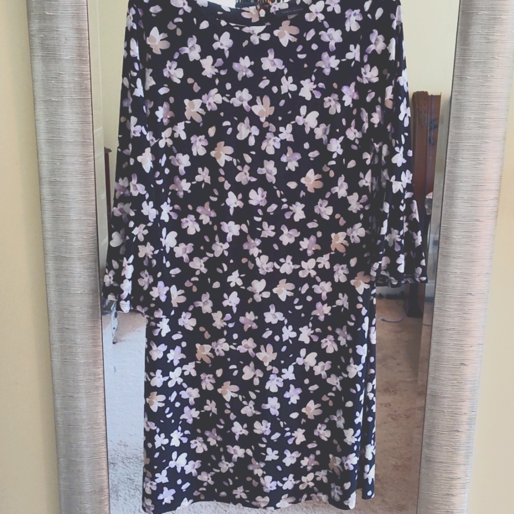 3/4 sleeve floral sheath dress